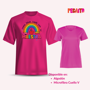 T Shirt Maestra Lapiz Arcoiris