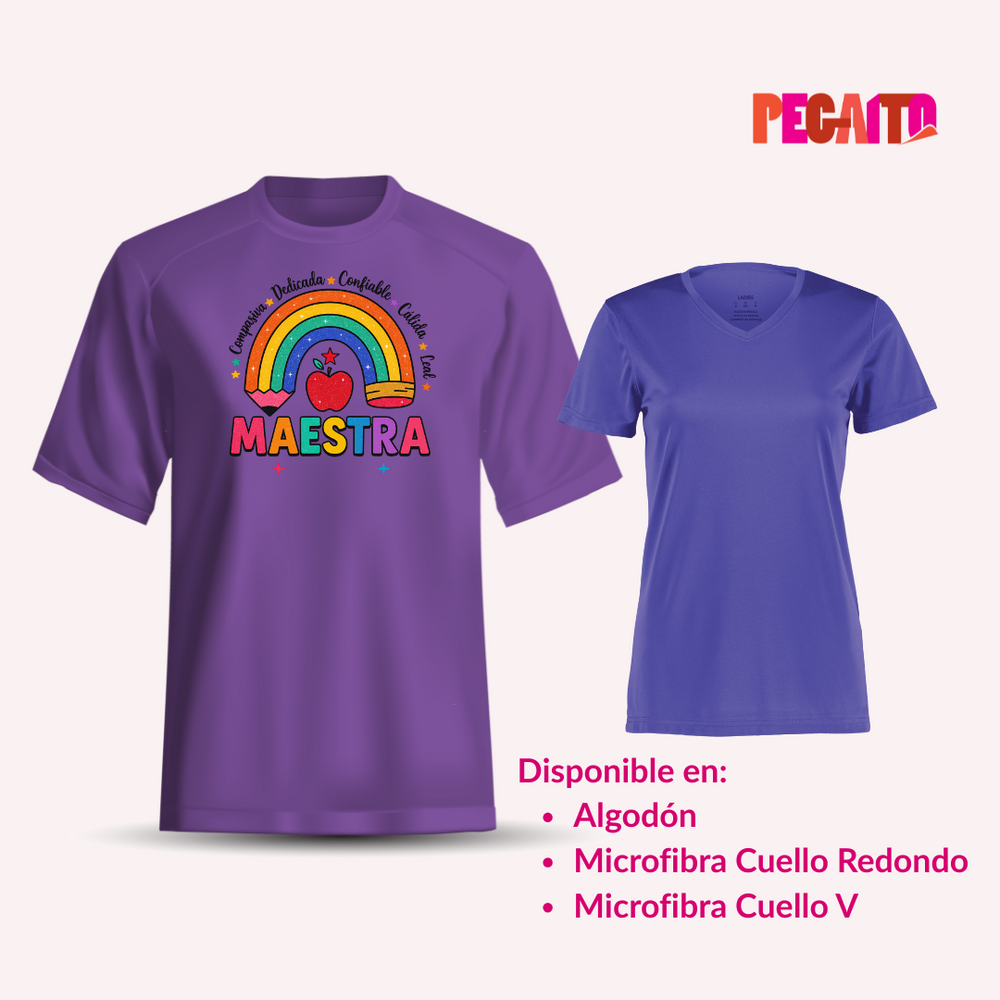 T Shirt Maestra Lapiz Arcoiris