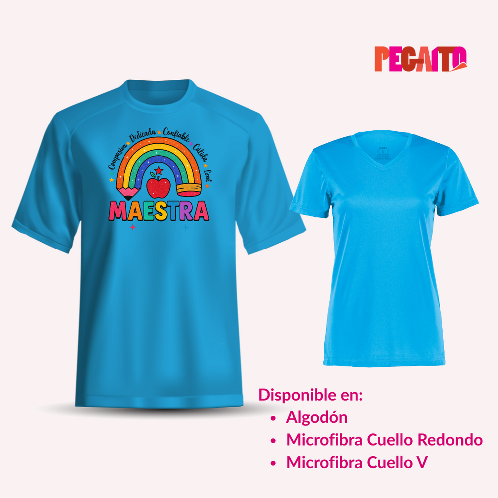 T Shirt Maestra Lapiz Arcoiris