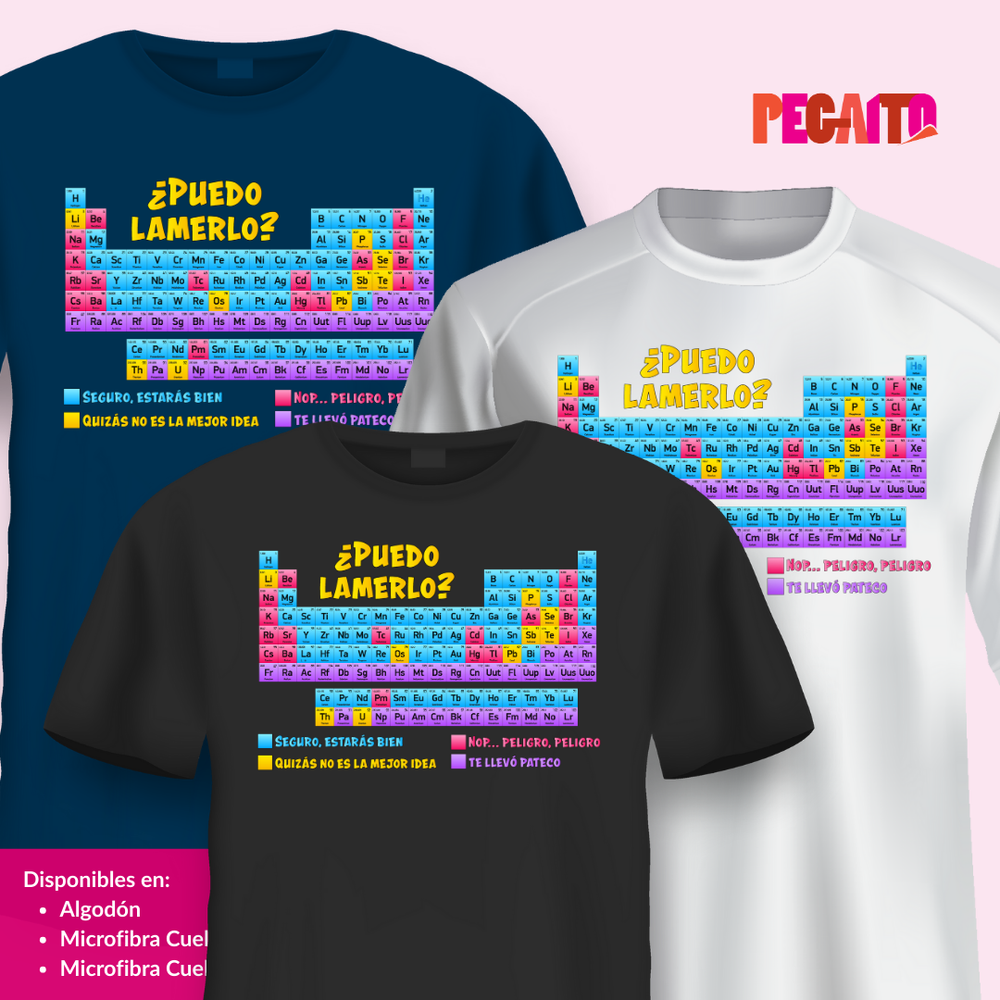 T Shirt ¿Puedo lamerlo? Tabla periódica de elementos